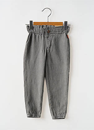 Pantalon drept închidere cu fermoar sub clapetă cu nasturi talie elastică gri NOPPIES fată
