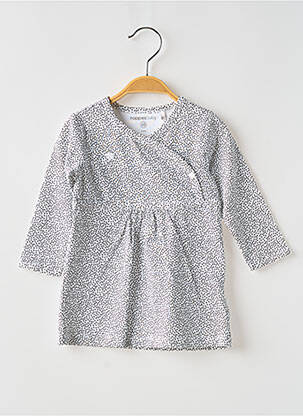 Rochie midi închidere presată mâneci lungi alb NOPPIES fată