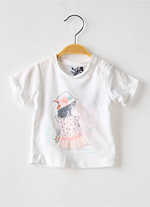 Tricou croială cambrată mâneci scurte alb 3 POMMES fată