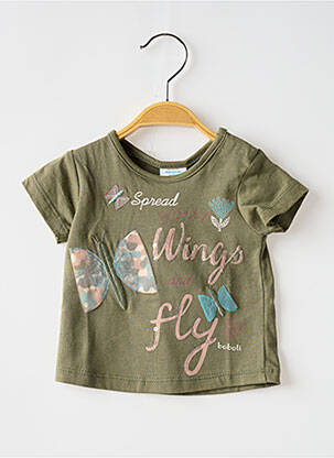Tricou croială cambrată mâneci scurte verde BOBOLI fată