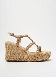 Sandale/pantofi decupați țesătură satinată toc de 7 la 9 cm bej ALMA EN PENA femme