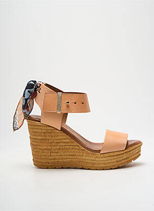 Sandale/pantofi decupați material neted toc de 7 la 9 cm roz GOODSTEP femeie