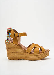 Sandale/pantofi decupați material neted toc de 7 la 9 cm galben GOODSTEP femme