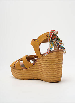 Sandale/pantofi decupați material neted toc de 7 la 9 cm galben GOODSTEP femeie