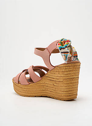 Sandale/pantofi decupați material neted toc de 7 la 9 cm roz GOODSTEP femeie