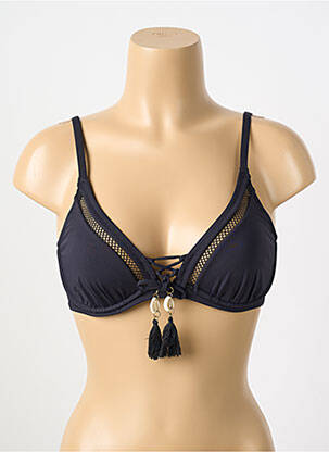 Sutien de costum de baie elasticitate sutien balconet cu decolteu înalt negru WATERCULT femeie