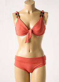 Costum de baie din două piese elasticitate sutien cupe întregi cu decolteu înalt portocaliu GENIUS femme