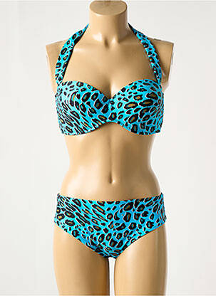 Costum de baie din două piese elasticitate top sutien modelat albastru ROIDAL femeie
