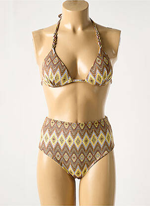 Costum de baie din două piese elasticitate top sutien modelat maro GENIUS femeie