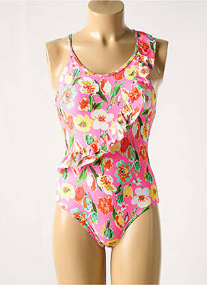 Costum de baie dintr-o singură piesă țesătură satinată roz WATER & MELON fată
