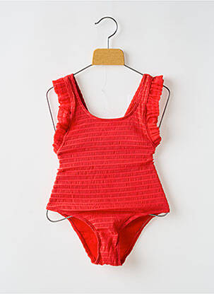 Costum de baie dintr-o singură piesă efect material satinat roșu BANANA MOON fată