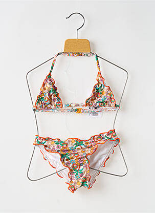 Costum de baie din două piese efect material satinat portocalie BANANA MOON fată