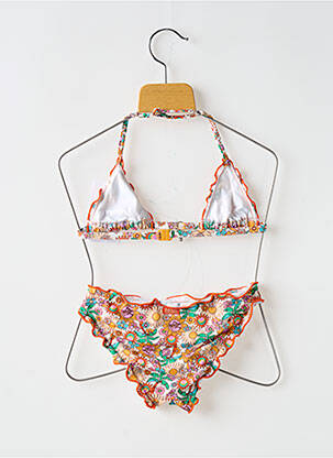Costum de baie din două piese efect material satinat portocalie BANANA MOON fată