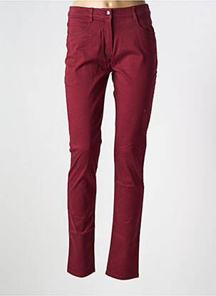 Pantalon slim țesătură poplin mărime normală roșu FLEUR DE SEL femeie