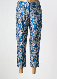 Pantalon 7/8 talie cu cleme talie joasă albastru ELEONORA AMADEI femme