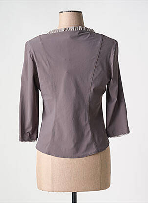 Bluză guler rotund mâneci 3/4 gri E-BRYDE femeie