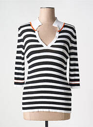 Pulover croială cambrată mâneci 3/4 negru ELEONORA AMADEI femme