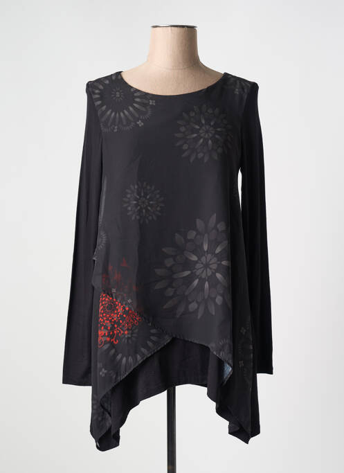 Tunică mâneci lungi negru DESIGUAL femeie