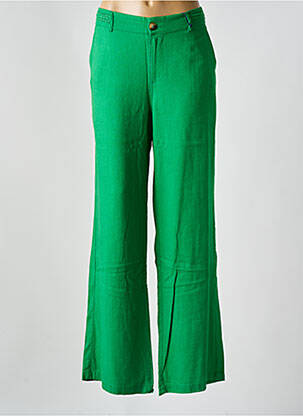 Pantalon drept închidere cu fermoar sub clapetă cu nasturi verde FREEMAN T.PORTER femeie