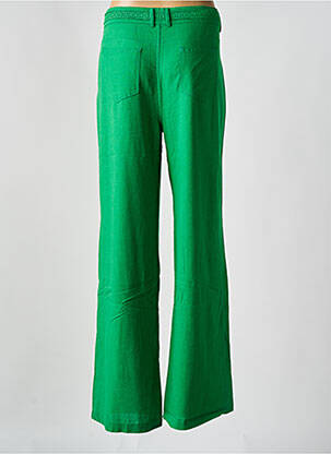 Pantalon drept închidere cu fermoar sub clapetă cu nasturi verde FREEMAN T.PORTER femeie