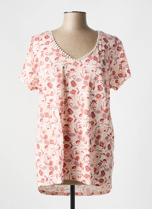 Tricou imprimeu fantezie mâneci scurte roz C'EST BEAU LA VIE femme