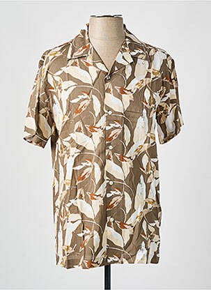 Cămașă cu mâneci scurte guler tip costum maro SELECTED bărbat