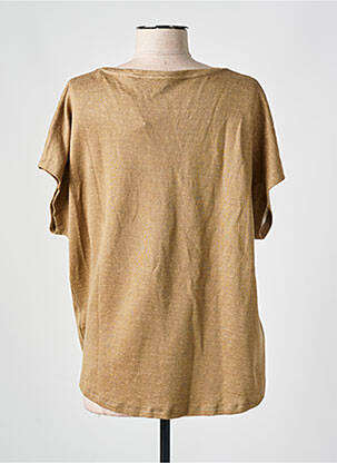 Tricou guler în v mâneci scurte maro MAJESTIC FILATURES femeie