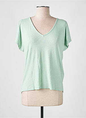 Tricou croială dreaptă mâneci scurte verde ONLY femeie