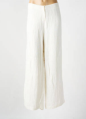 Pantalon larg țesătură crep talie înaltă alb CREA CONCEPT femme