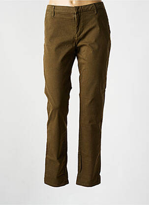 Pantalon chino țesătură poplin mărime normală verde REIKO femeie