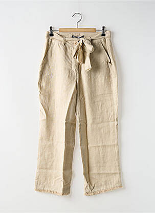Pantalon 7/8 închidere cu fermoar sub clapetă cu nasturi bej POUSSIERE D'ETOLE femeie