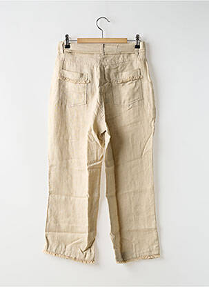 Pantalon 7/8 închidere cu fermoar sub clapetă cu nasturi bej POUSSIERE D'ETOLE femeie