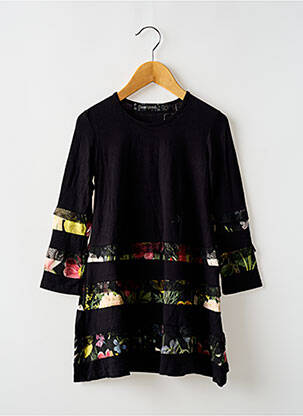 Rochie midi guler rotund mâneci lungi negru DESIGUAL fată