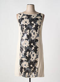 Rochie midi imprimeu floral fără mâneci bej FUEGO WOMAN femme