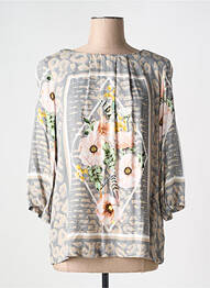 Bluză imprimeu floral mâneci 3/4 bej EUGEN KLEIN femme