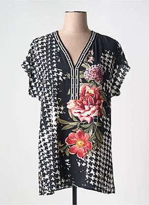 Tricou guler în v mâneci scurte negru FEMMES JE VOUS AIME femeie