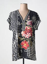 Tricou guler în v mâneci scurte negru FEMMES JE VOUS AIME femme
