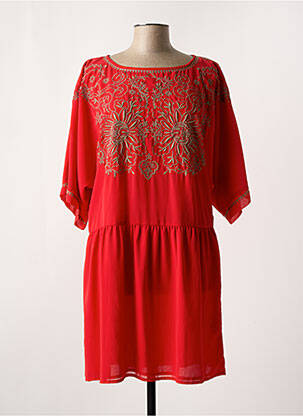 Rochie scurtă croială fluidă mâneci 3/4 roșu MD'M femeie