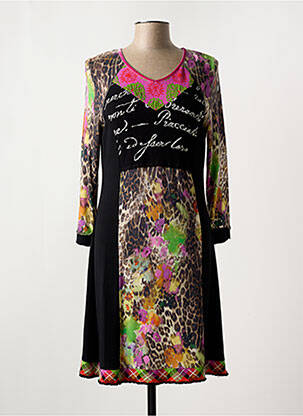 Rochie midi imprimeu fantezie mâneci lungi negru OLIVIER PHILIPS femeie