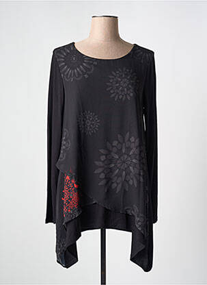 Tunică mâneci lungi negru DESIGUAL femeie