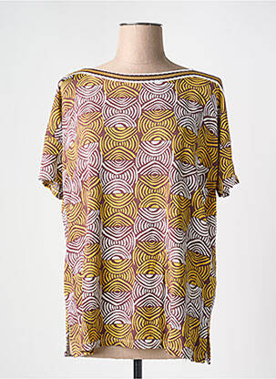 Tricou imprimeu fantezie mâneci scurte galben MARIA BELLENTANI femeie