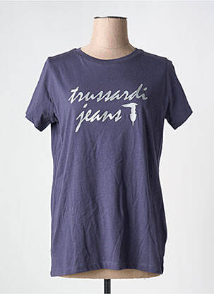 Tricou serigrafie mâneci scurte albastru TRUSSARDI JEANS femeie