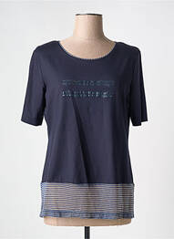 Tricou serigrafie cu strasuri mâneci scurte albastru EUGEN KLEIN femme