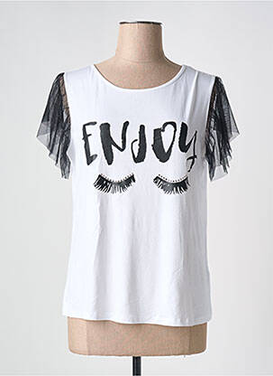 Tricou imprimeu fantezie mâneci scurte alb ELEONORA AMADEI femeie
