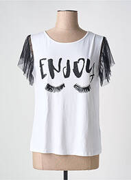 Tricou imprimeu fantezie mâneci scurte alb ELEONORA AMADEI femme