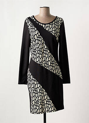 Rochie midi imprimeu fantezie mâneci lungi negru POUSSIERE D'ETOLE femeie