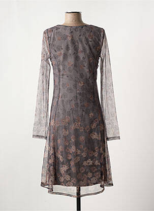 Rochie midi imprimeu floral mâneci lungi gri MYRINE ANTWERP femeie