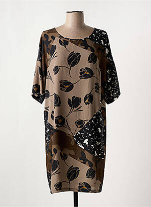 Rochie scurtă mâneci 3/4 mâneci 3/4 maro POUSSIERE D'ETOLE femeie