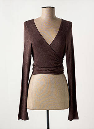 Cardigan petrecut elasticitate maro MYRINE & ME femeie