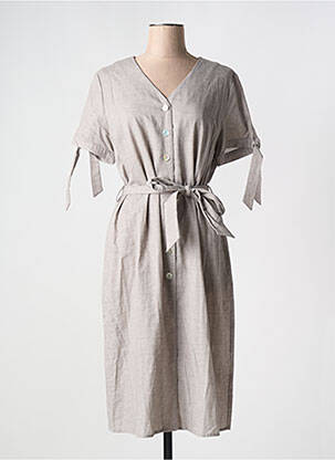 Rochie midi mâneci scurte mâneci scurte gri MALVIN femeie